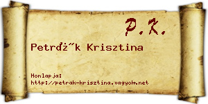 Petrák Krisztina névjegykártya